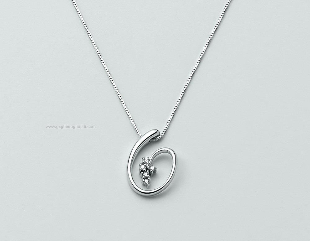 Collana Miluna con ciondolo in oro bianco e diamanti CLD1592