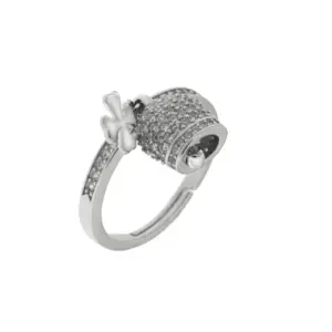 CAPRI Anello in Argento campanella e quadrifoglio con zirconi 1502219