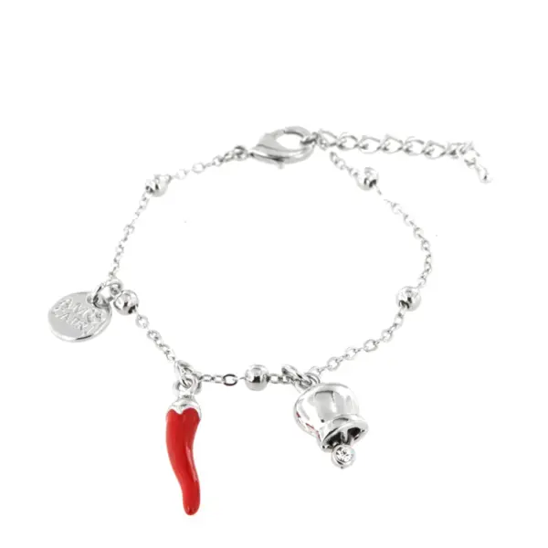 CAPRI Bracciale con campanella e corno in smalto rosso 3571618