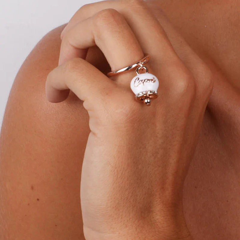 CAPRI Anello con campanella con smalto bianco e cristalli 3550387 - immagine 2