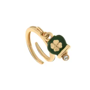 CAPRI Anello con campanella verde con quadrifoglio 3550389