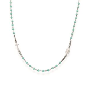 Collana Rosario Girocollo Cristalli Verde Acqua CROBT3