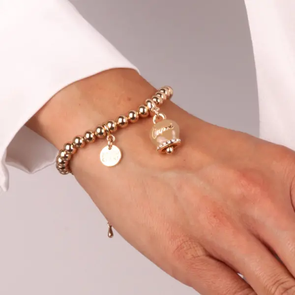 Bracciale con campanella pendente con smalto caffè 3572116 - immagine 3