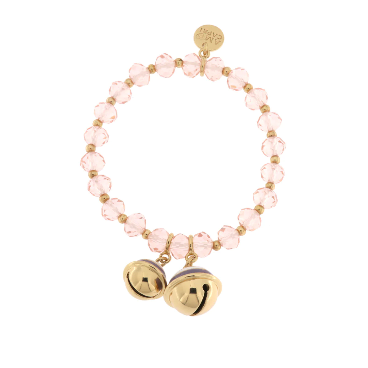 Bracciale in Metallo con sonagli e pietre rosa 3572382