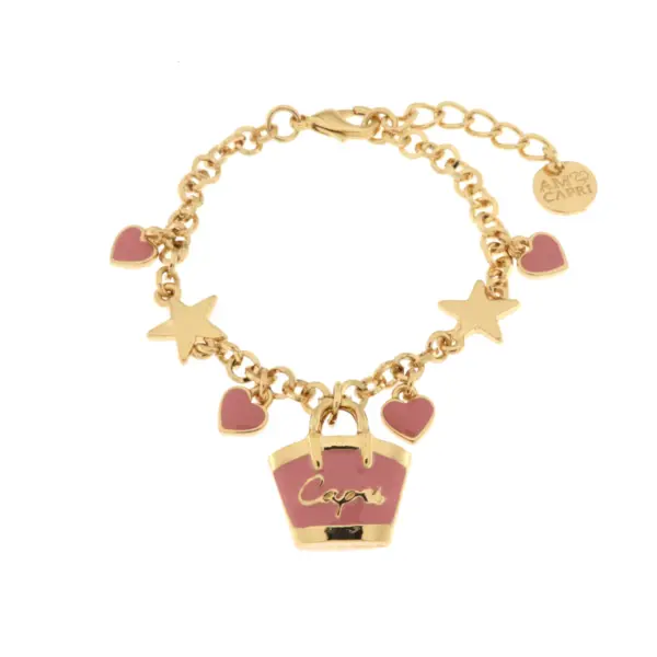 CAPRI Bracciale con borsa rosa e cuori 3572318