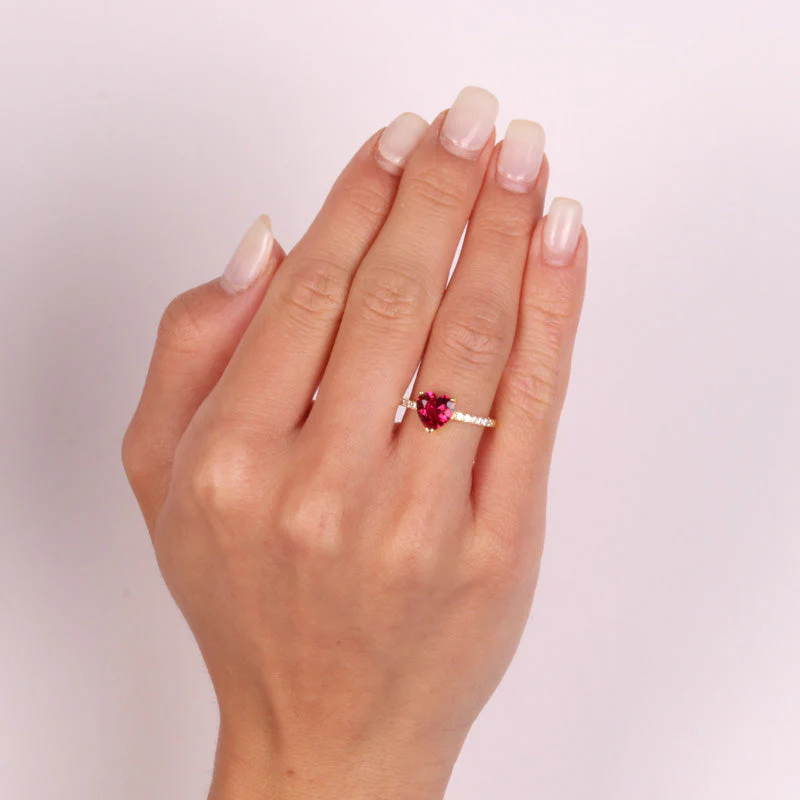 BYSIMON Anello in Argento con cuore rosso e zirconi 1502444 - immagine 2