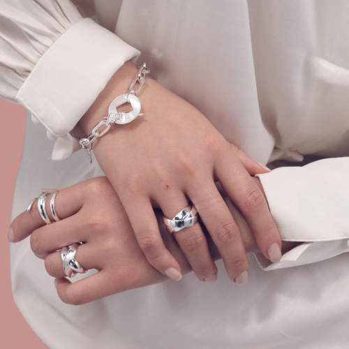Bracciale catena argentata e madreperla Unoaerre 2433 - immagine 2