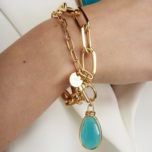 Bracciale catena con cristallo turchese Unoaerre 2039 - immagine 2