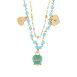 CAPRI Collana con campana turchese e cuoricini 3541268