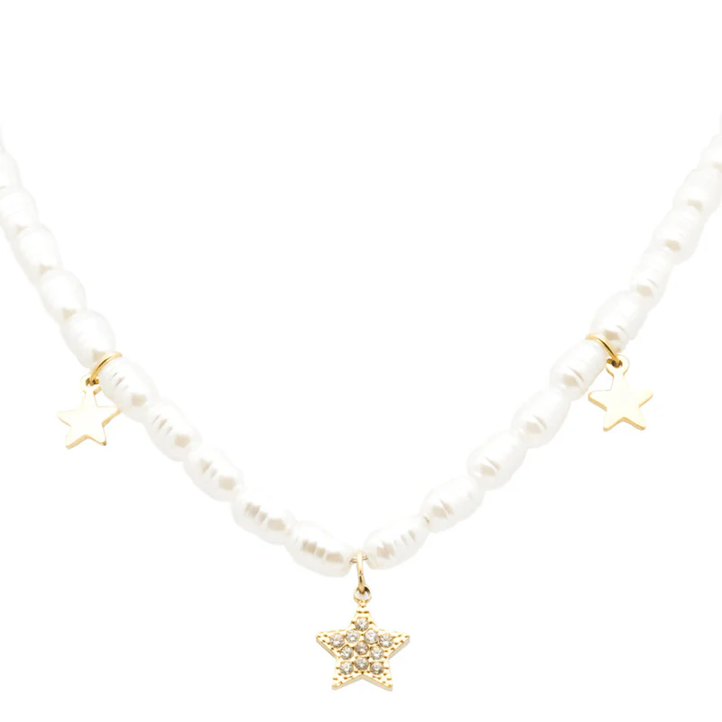Collana Gold Stella e Perle FJ-30045