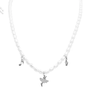 Collana Silver Ballerina e Perle FJ-30042