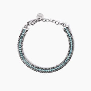 Bracciale con due catene e tennis azzurro Gioielli Kidult 831027