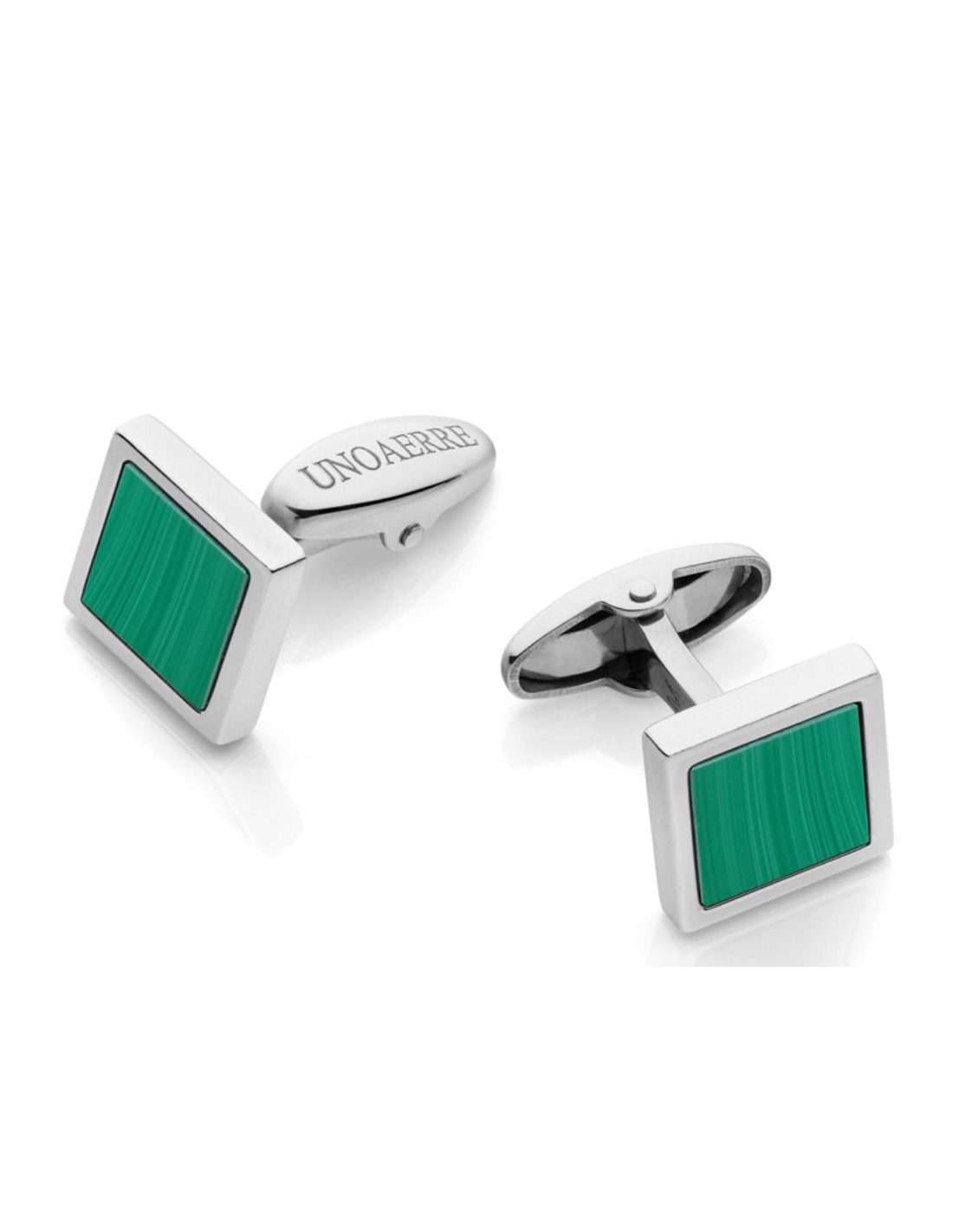 Gemelli in Argento 925 e Pietra Verde Unoaerre 6231
