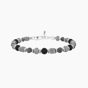 Bracciale uomo con agata nera e grigia Gioielli Kidult 732371