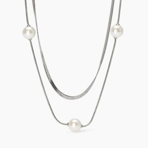 Collana doppia catena con perle conchiglia Gioielli Kidult 851019