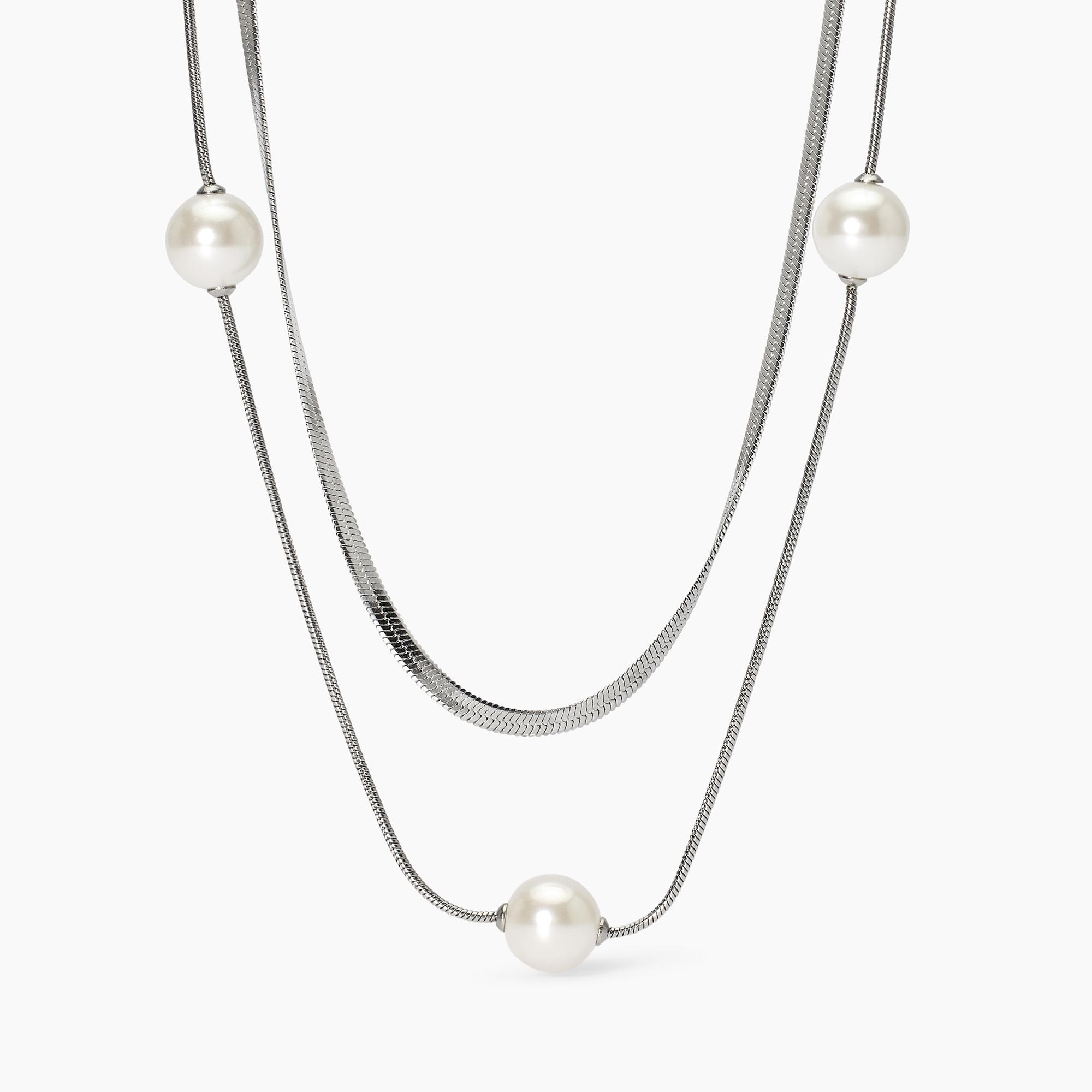 Collana doppia catena con perle conchiglia Gioielli Kidult 851019