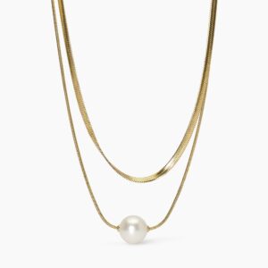 Girocollo dorato con doppia catena e perla Gioielli Kidult 851020