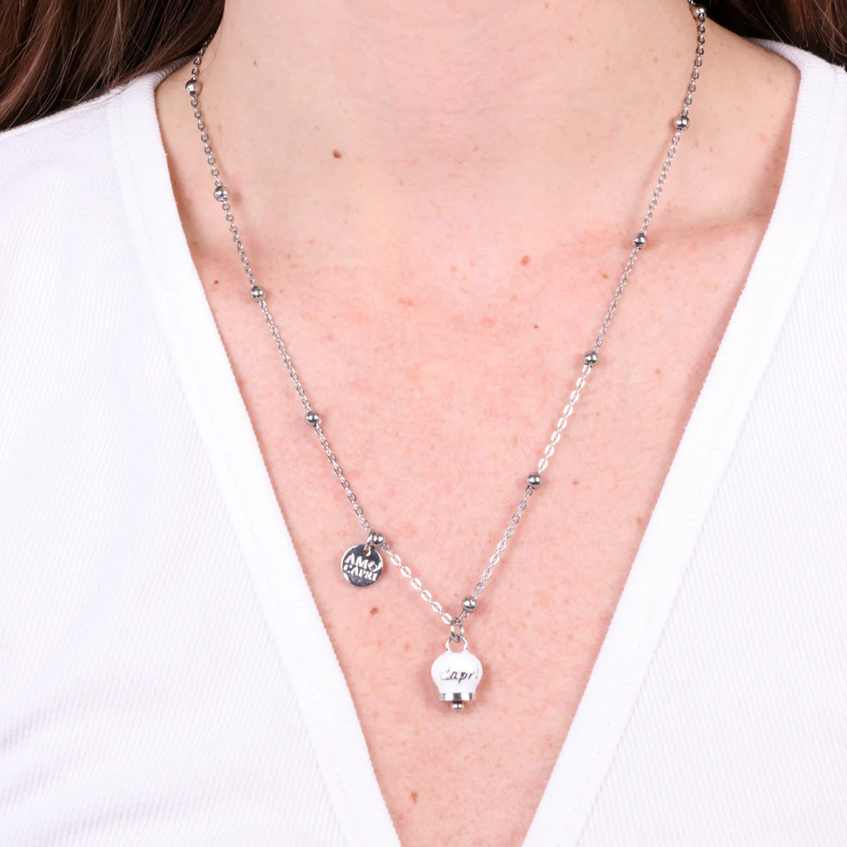 CAPRI Collana in Acciaio con campanella bianca 3140141 - immagine 2
