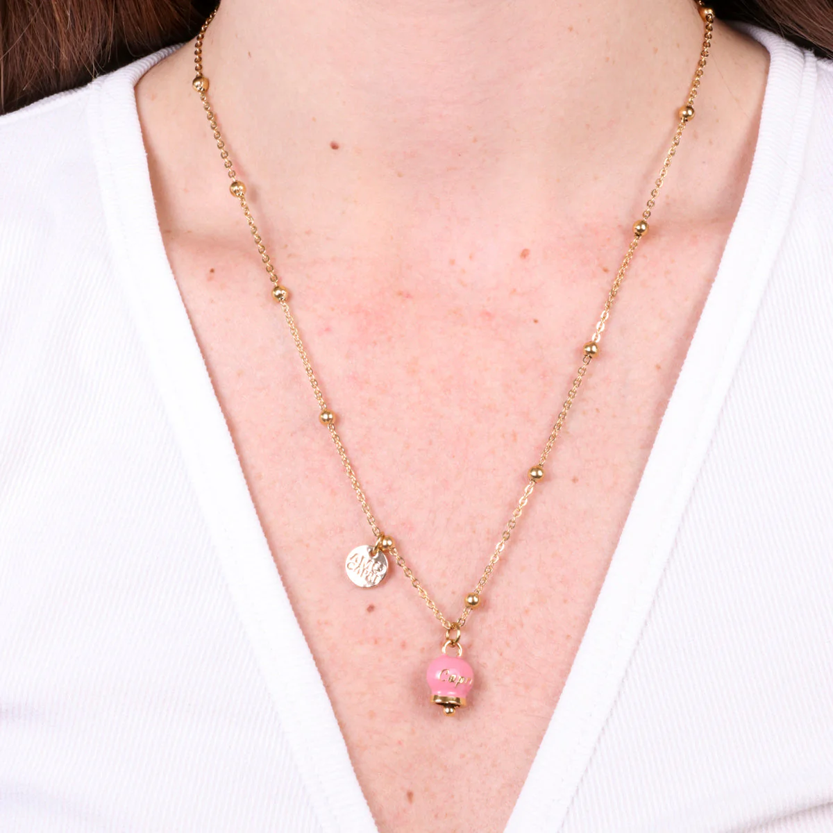 CAPRI Collana in Acciaio con campanella rosa 3140148 - immagine 2