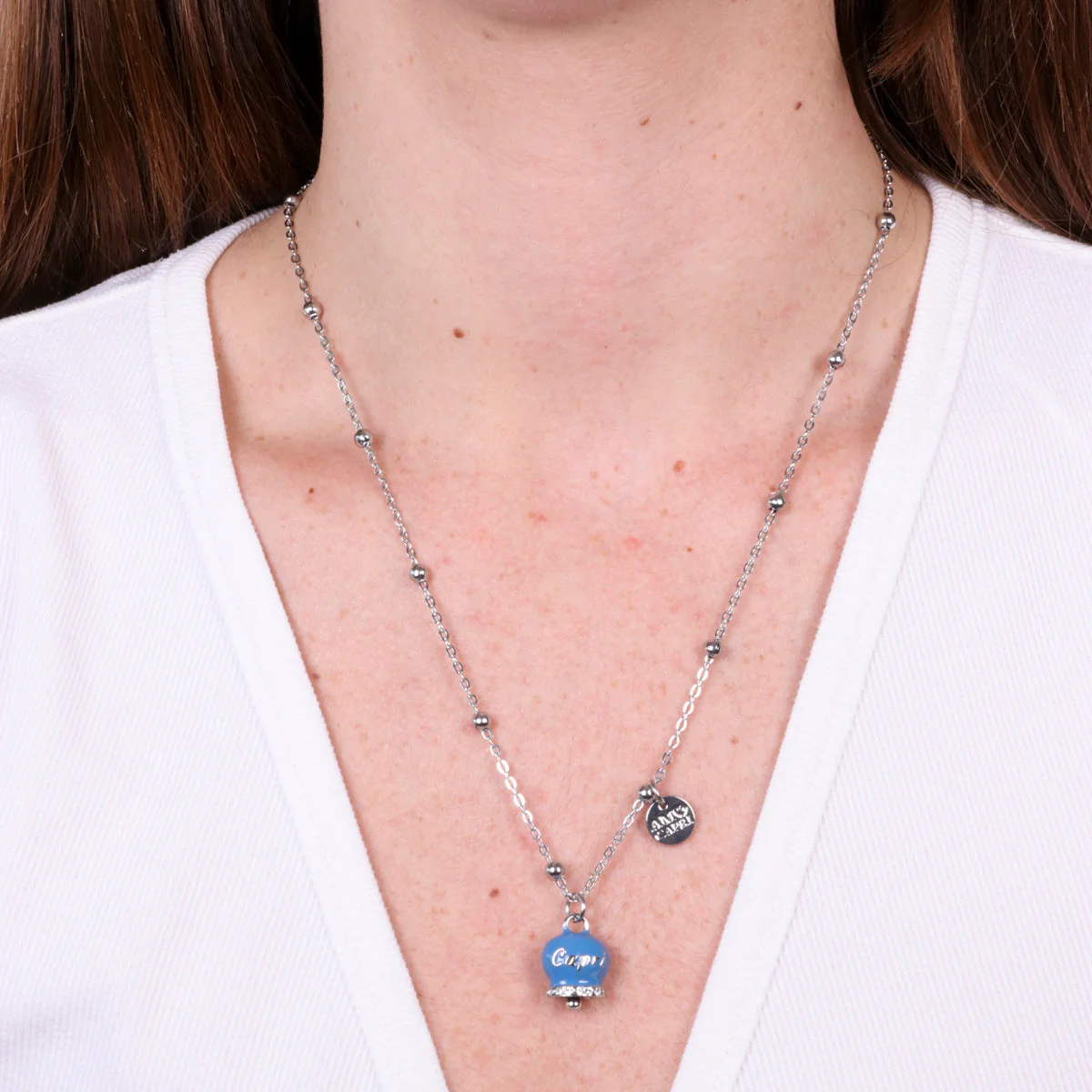 CAPRI Collana in Acciaio con campanella blu cobalto 3140155 - immagine 2