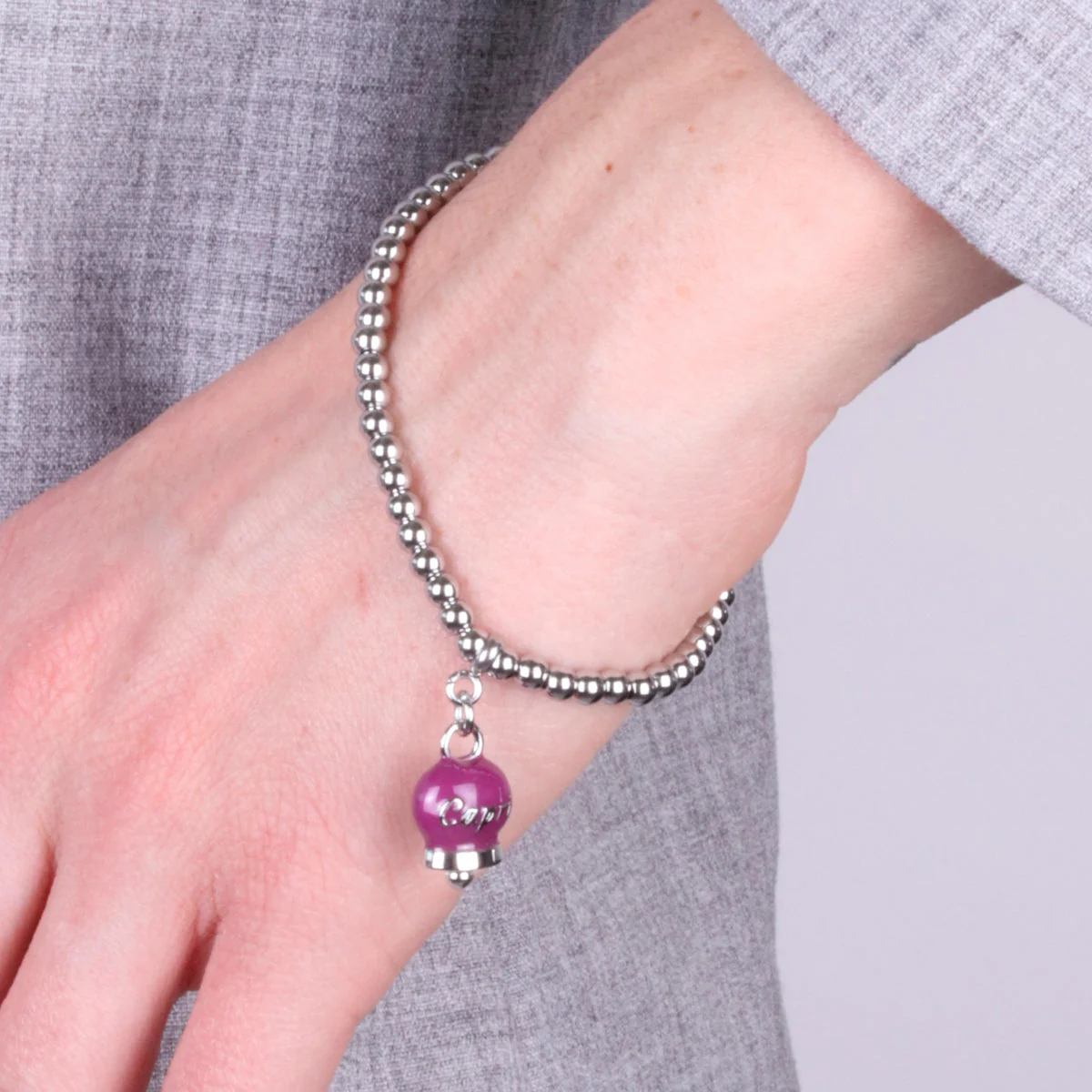 Bracciale in Acciaio con campanella borgogna 3170567 - immagine 2