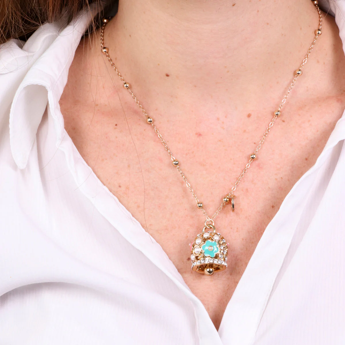 CAPRI Collana con campana a fiore e perlegrande 3541842 - immagine 2