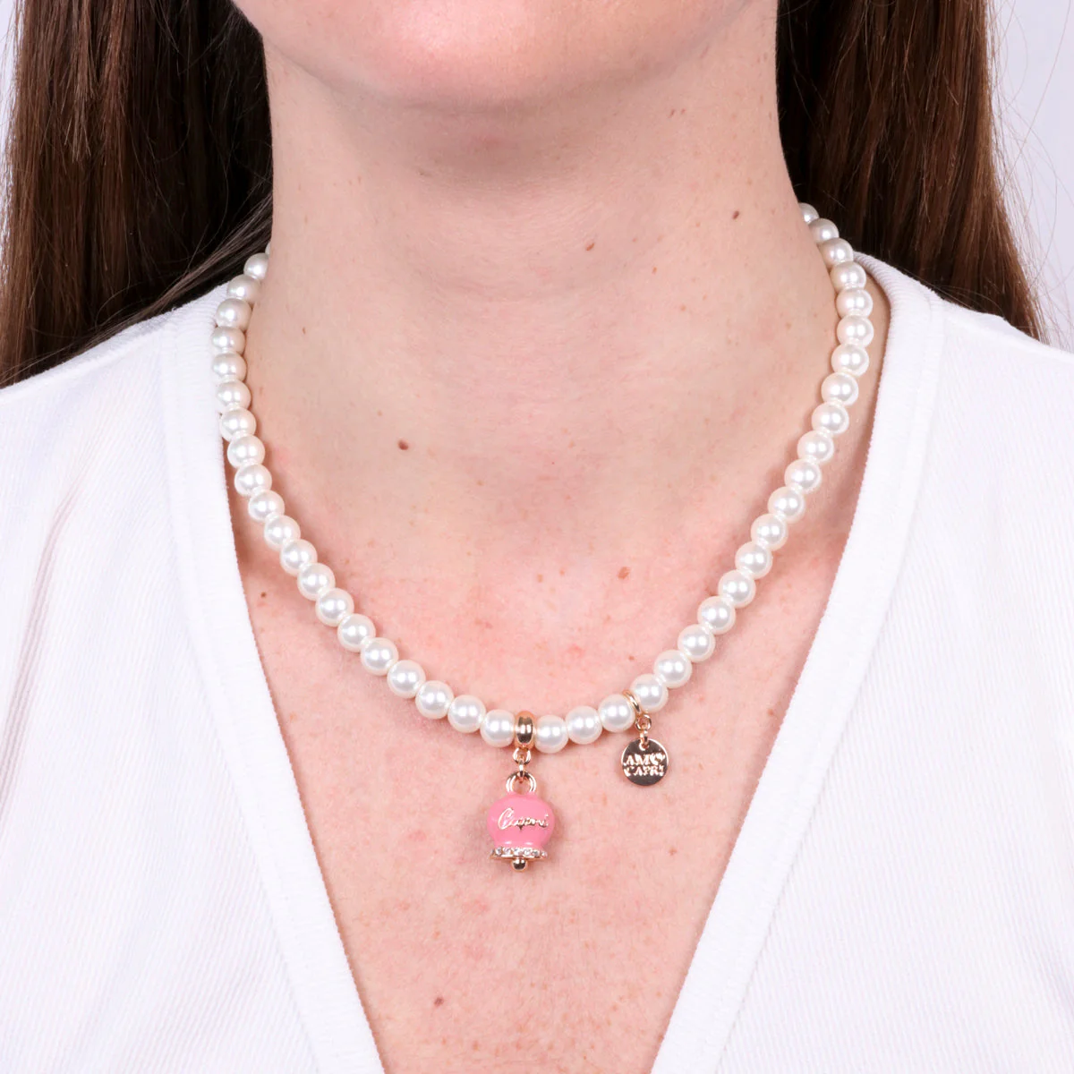 CAPRI Collana con perle e campanella rosa 3541894 - immagine 2