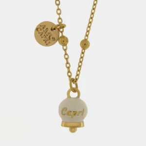 CAPRI Collana in Acciaio con campanella bianca Dorata 3140147