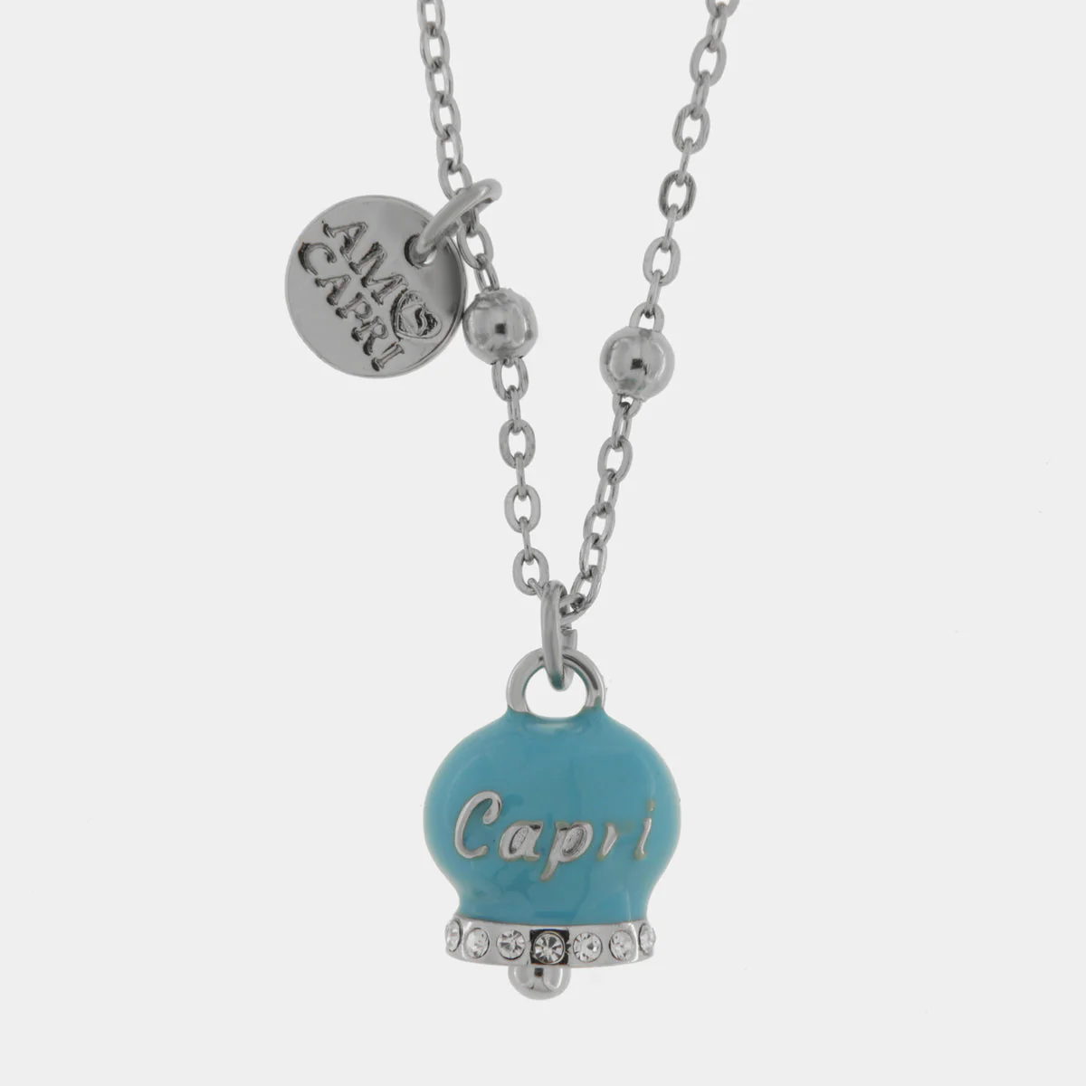 CAPRI Collana in Acciaio con campanella azzurra 3140153