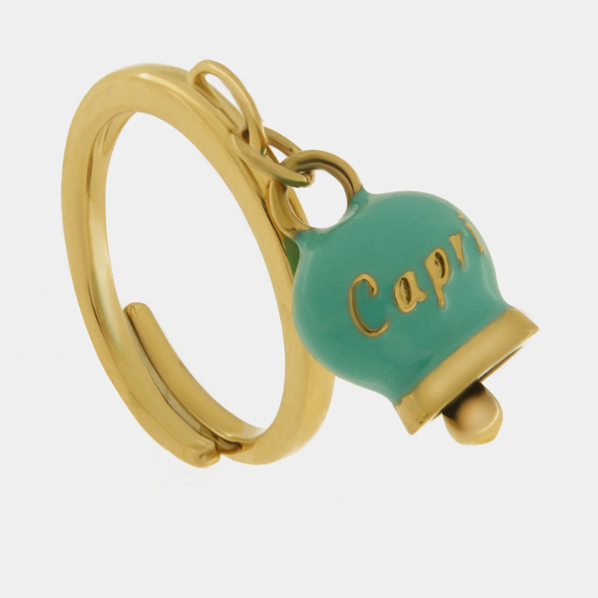 CAPRI Anello in Acciaio con campanella verde 3150038