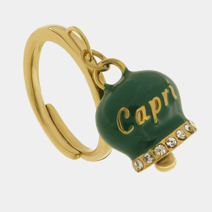 CAPRI Anello in Acciaio con campanella verde scura 3150050