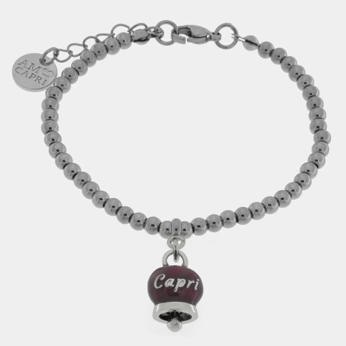 Bracciale in Acciaio con campanella borgogna 3170567