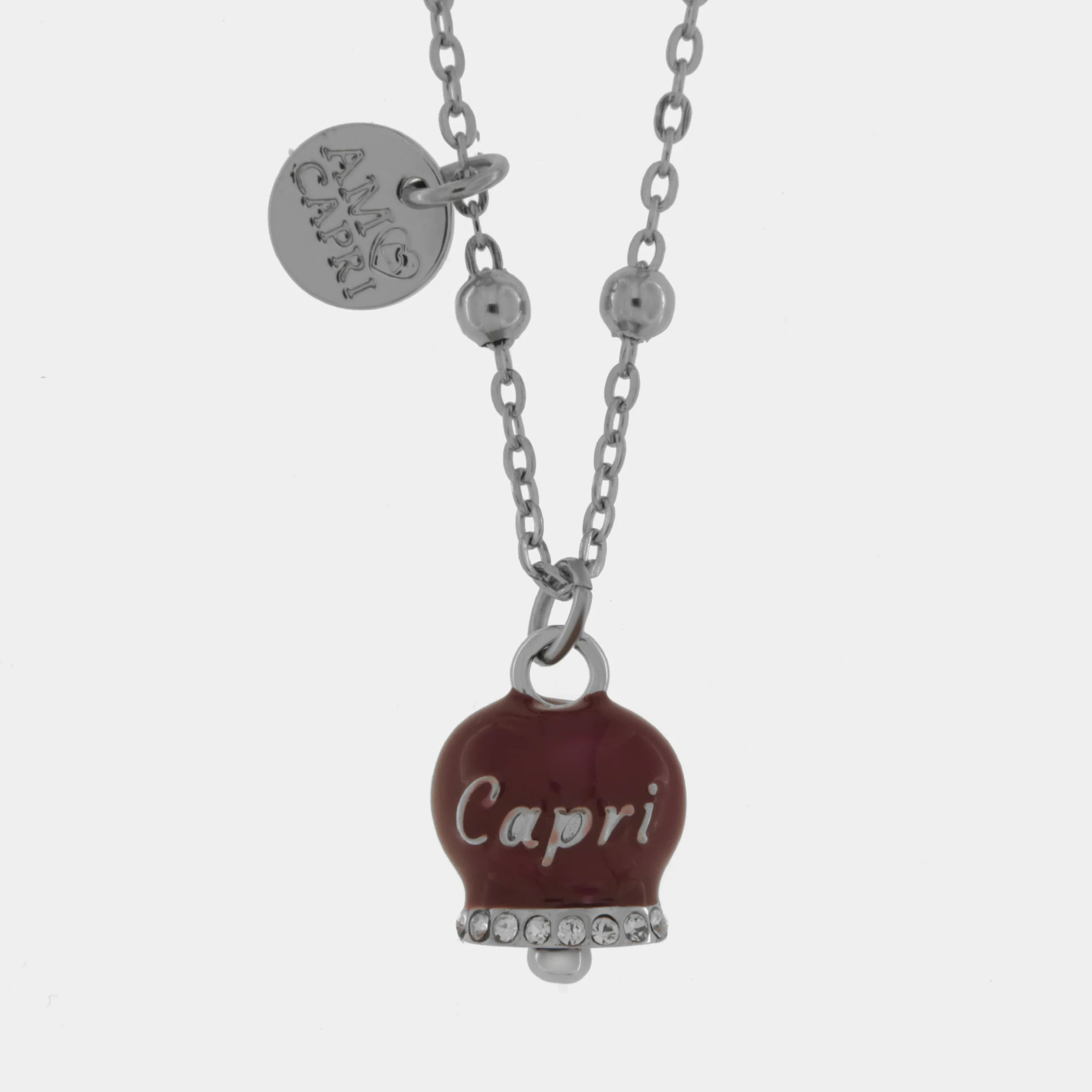 CAPRI Collana in Acciaio con campanella borgogna 3140156