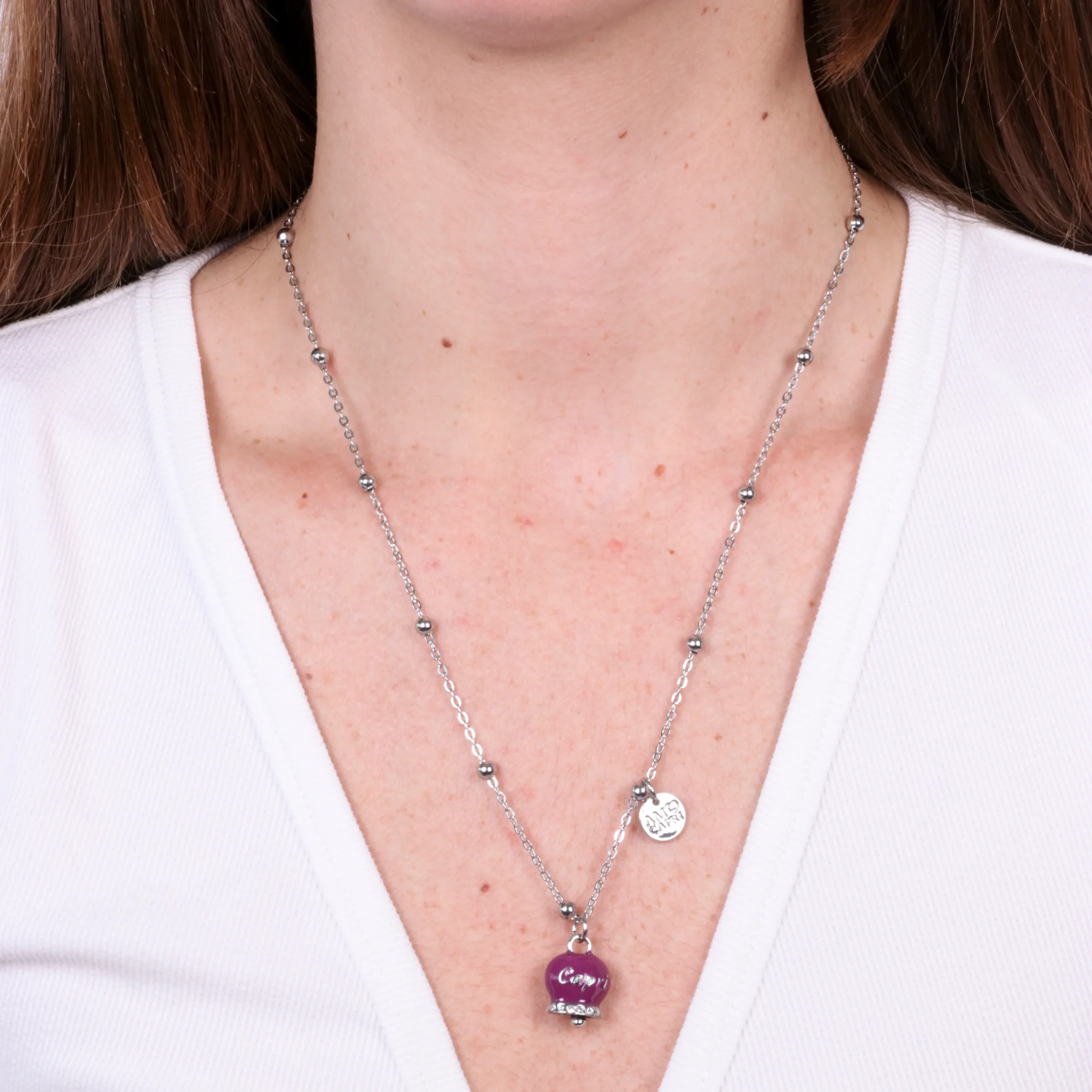 CAPRI Collana in Acciaio con campanella borgogna 3140156 - immagine 2