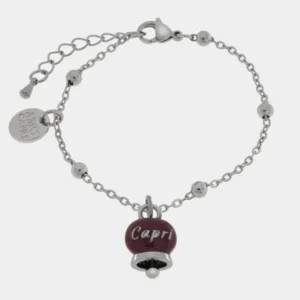 CAPRI Bracciale in Acciaio con campanella borgogna 3170556