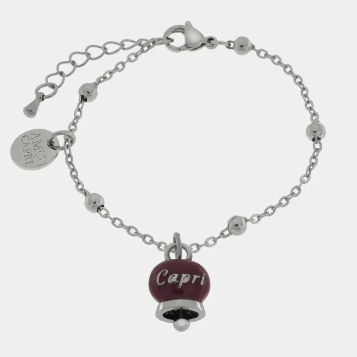 CAPRI Bracciale in Acciaio con campanella borgogna 3170556