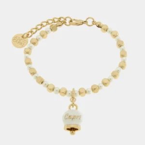 CAPRI Bracciale con sfere e campanella bianca 3572941