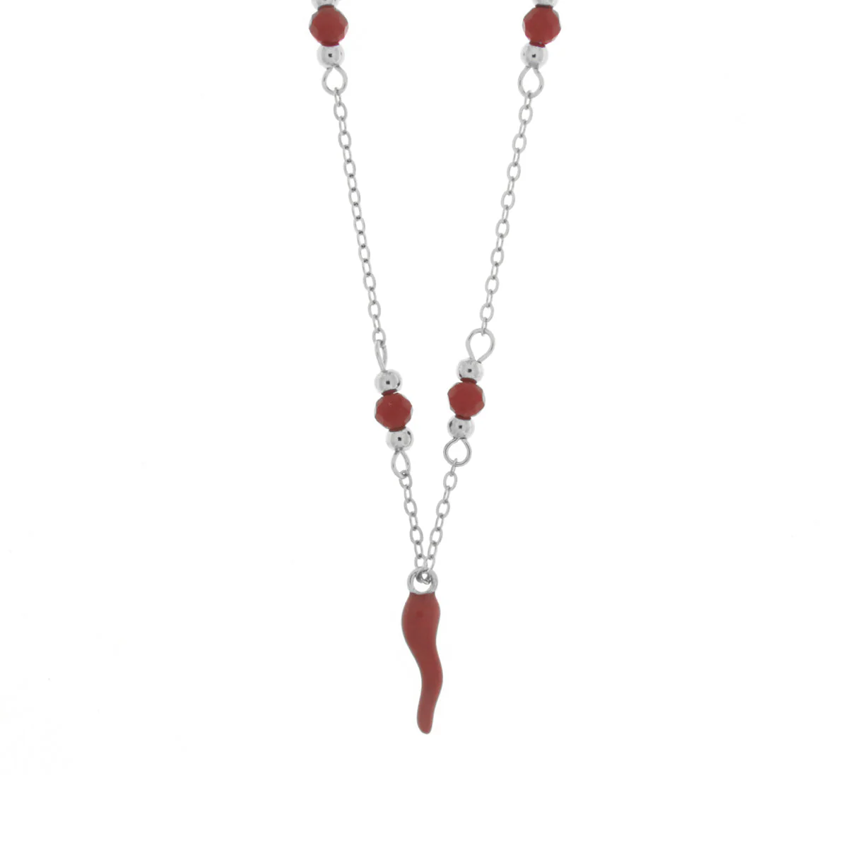 BYSIMON Collana in Argento 925 con corno rosso 1402823 - immagine 3