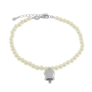 BYSIMON Bracciale in Argento 925 con perle e campanella 1702483