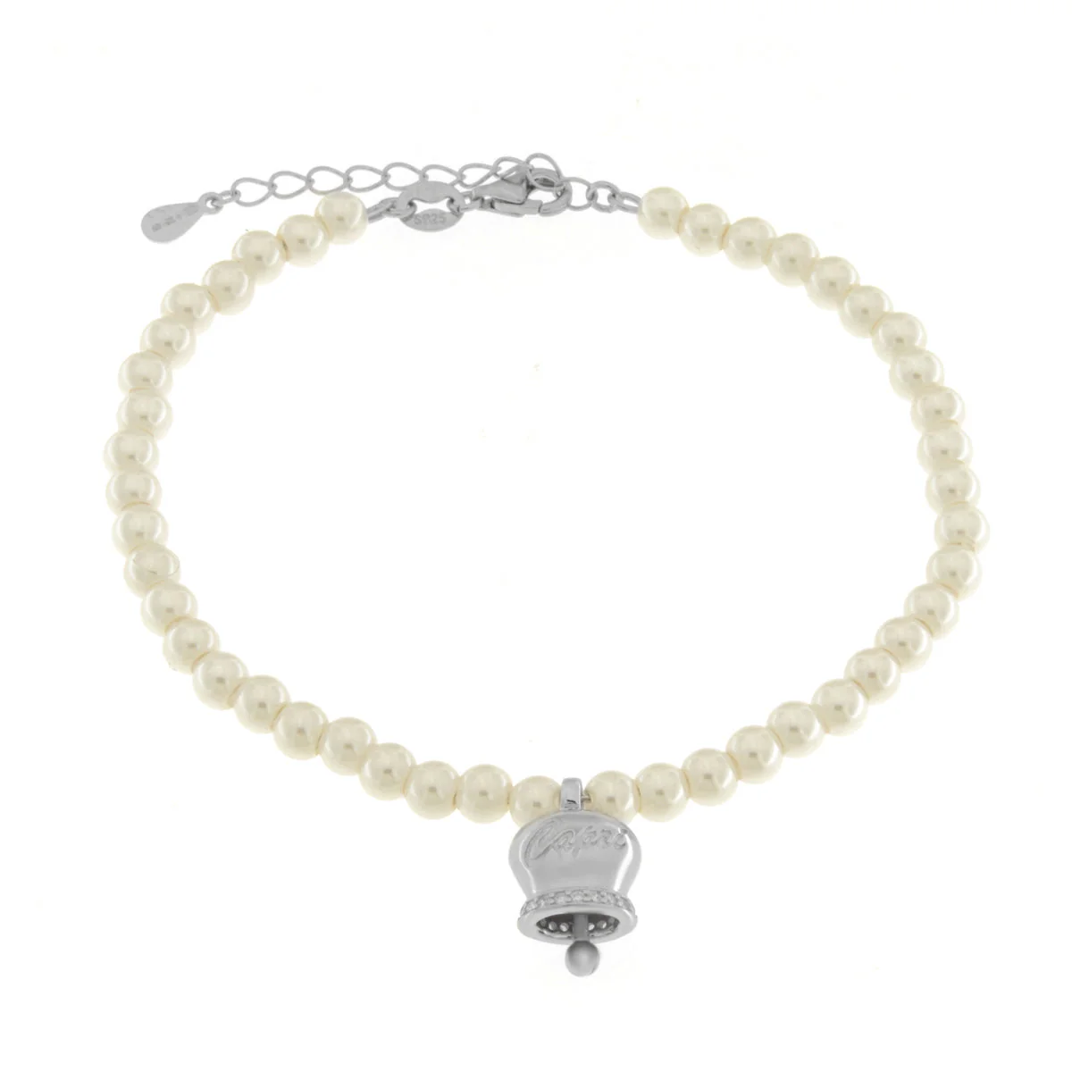 BYSIMON Bracciale in Argento 925 con perle e campanella 1702483