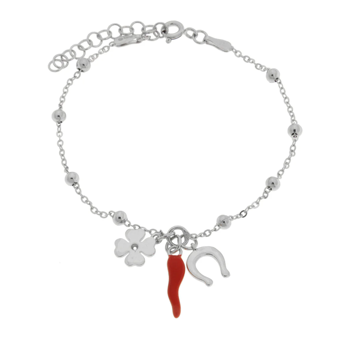 BYSIMON Bracciale in Argento 925 con corno quadrifoglio e ferro di cavallo 1702527 - immagine 3