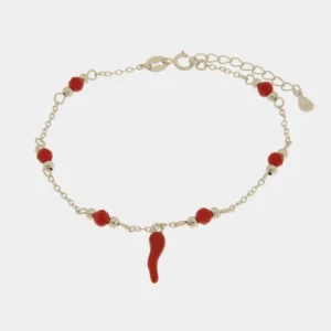 BYSIMON Bracciale in Argento 925 con corno rosso 1702435