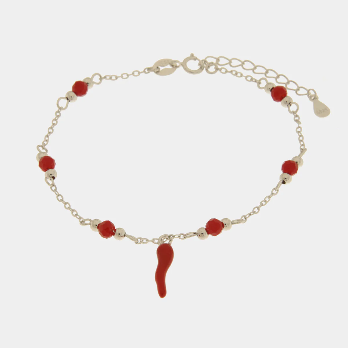 BYSIMON Bracciale in Argento 925 con corno rosso 1702435