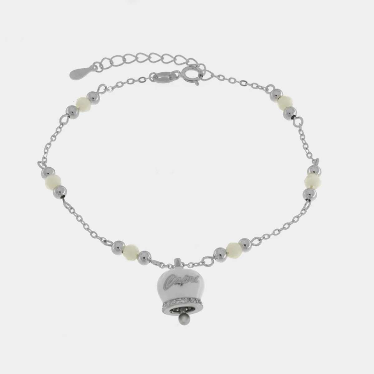 BYSIMON Bracciale in Argento 925 con campanella bianca 1702482