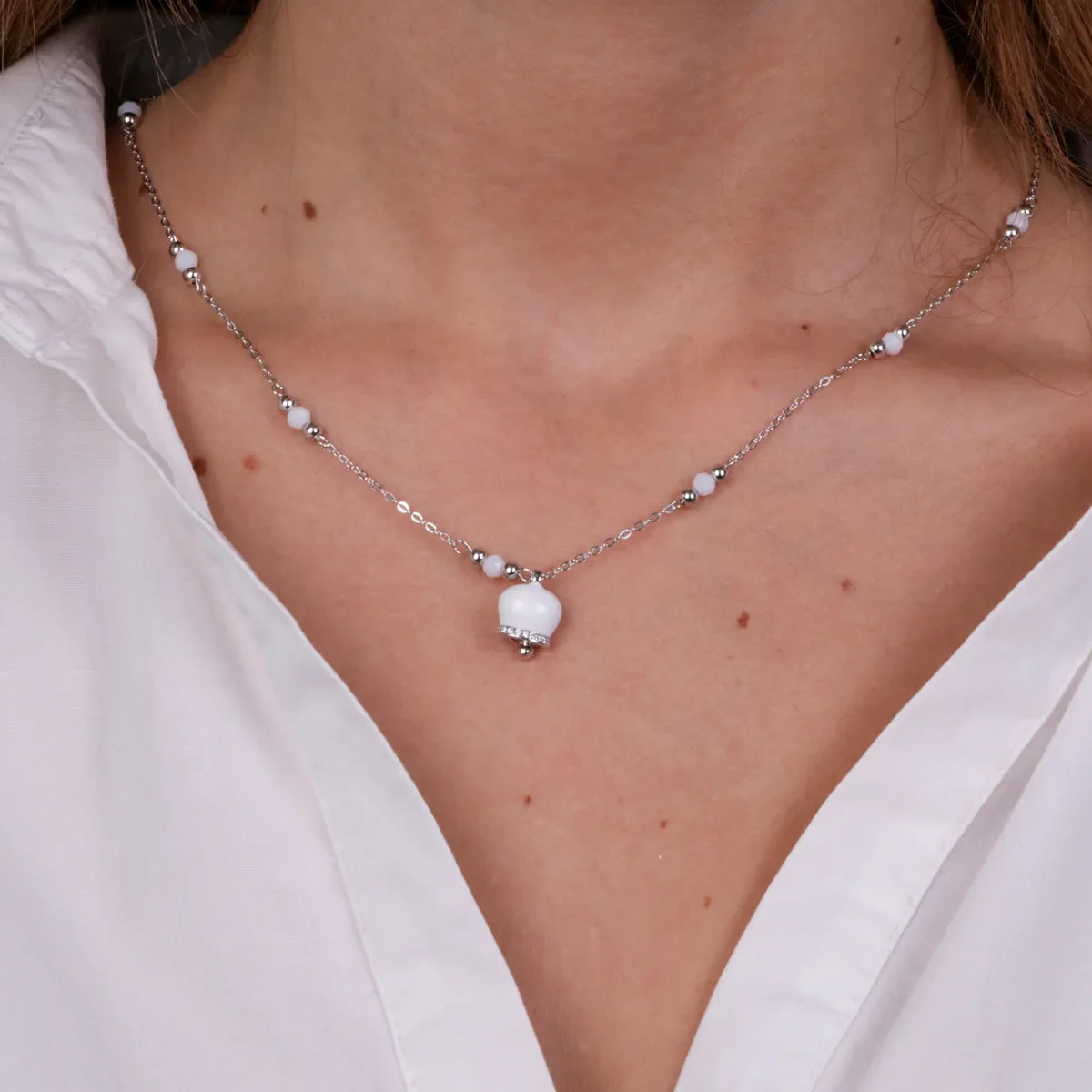 BYSIMON Collana in Argento con campanella bianca 1402897 - immagine 3