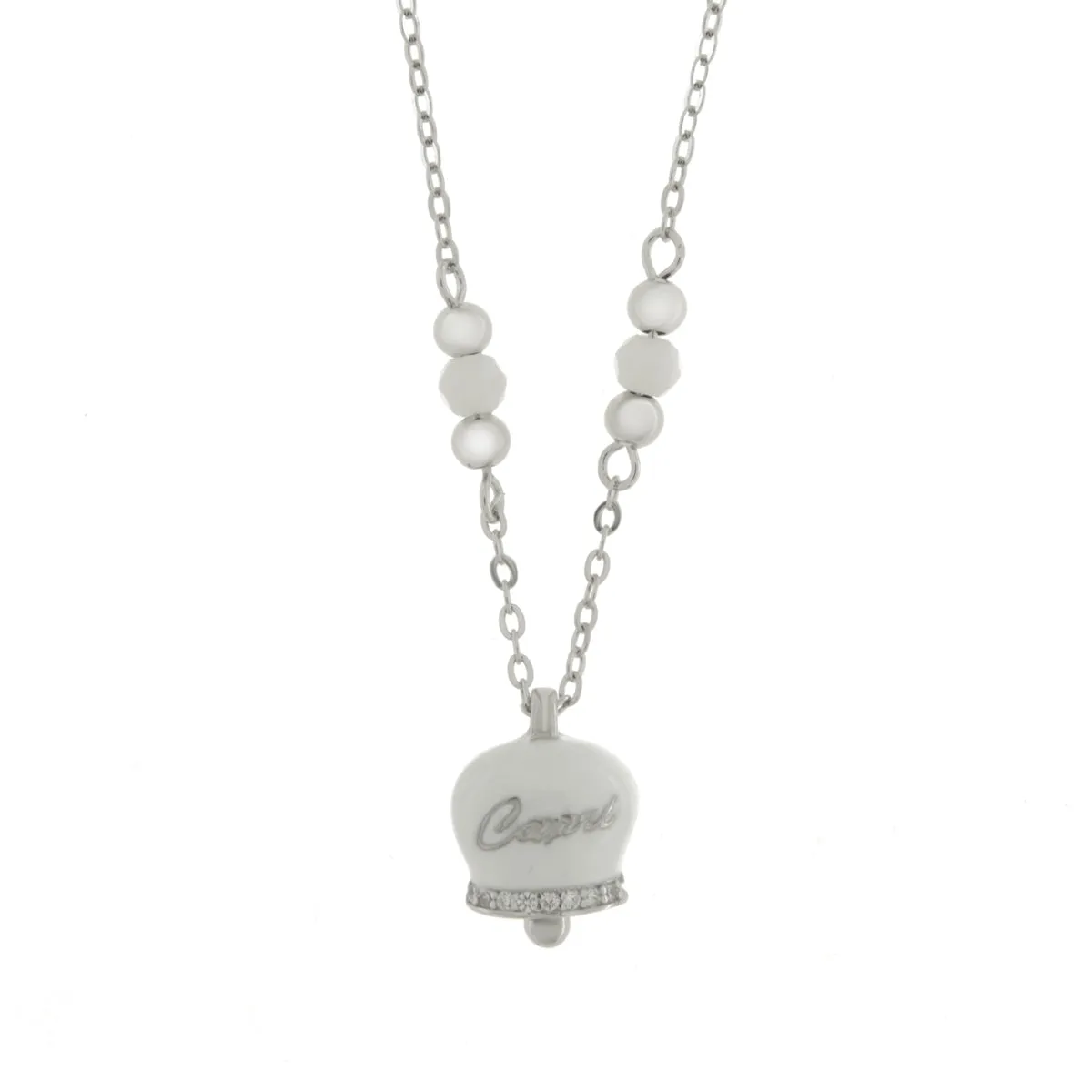 BYSIMON Collana in Argento con campanella bianca 1402897