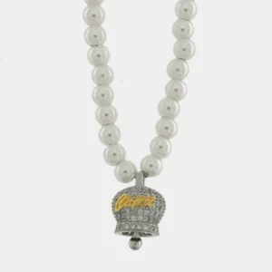 BYSIMON Collana in Argento campanella Capri zirconata e perle 1403021