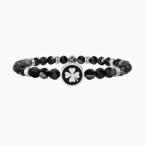 Bracciale Uomo Kidult con agata nera e quadrifoglio 732256