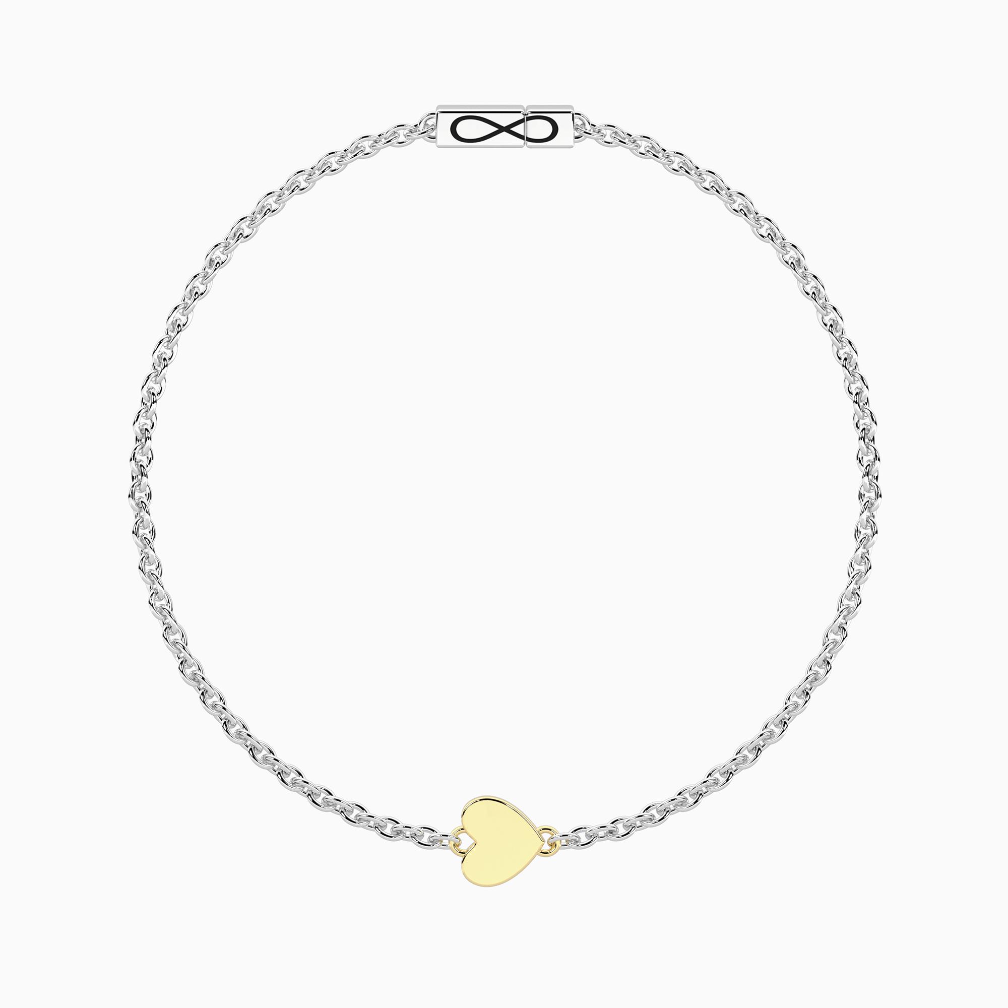 Bracciale con cuore in oro 9kt e chiusura non-reversibile 722318 - immagine 2