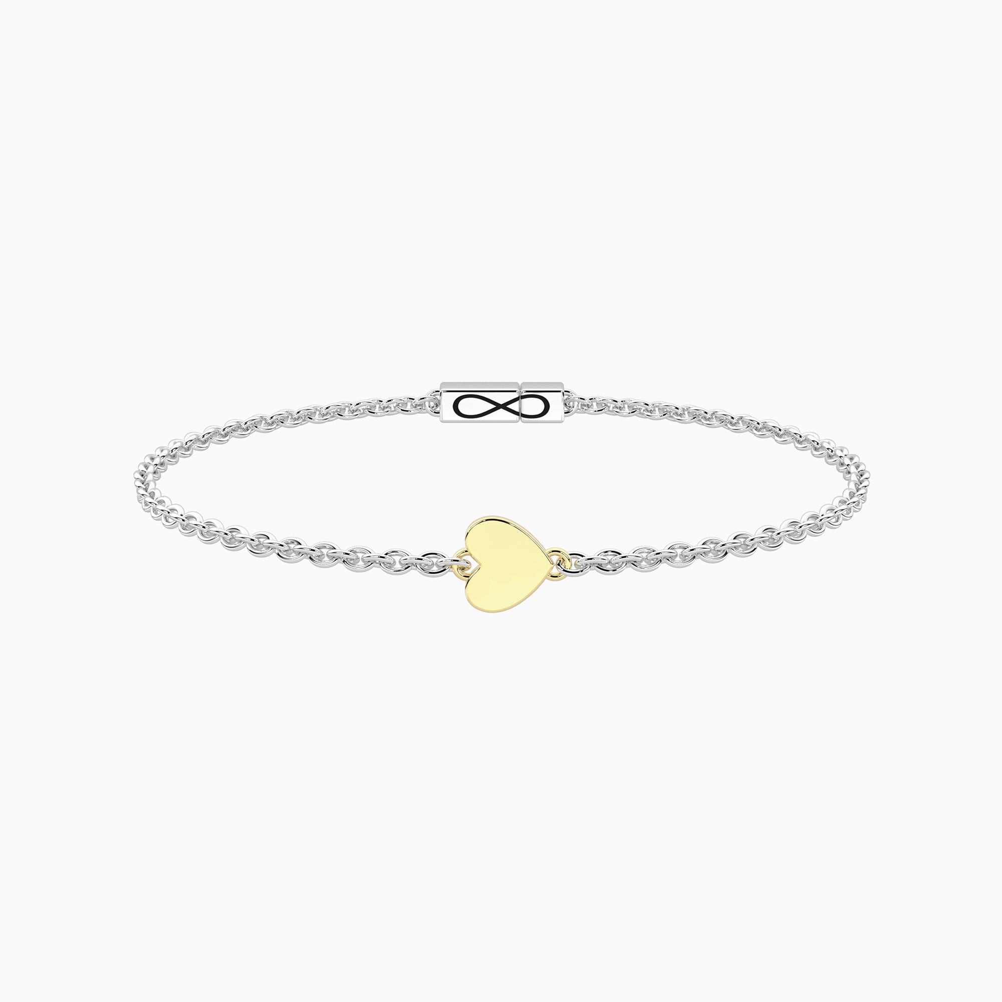 Bracciale con cuore in oro 9kt e chiusura non-reversibile 722318
